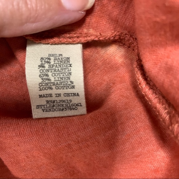 Gimmicks Washed Slub Top Linen Boho Lace XS - Picture 7 of 9